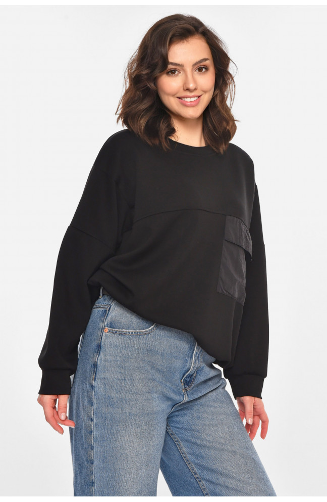 Кофта женская однотонная черного цвета 212397L