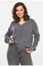 Свитер женский однотонный тёмно-серого цвета 212403L