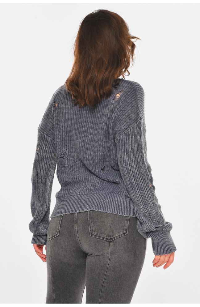 Свитер женский однотонный тёмно-серого цвета 212403L