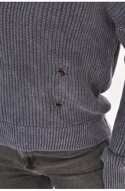 Свитер женский однотонный тёмно-серого цвета 212403L