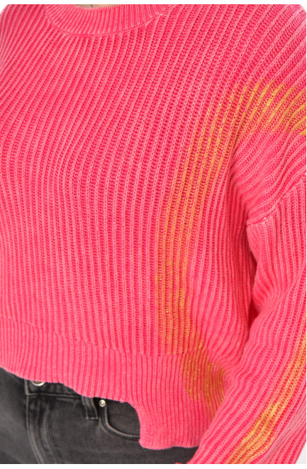 Свитер женский розового цвета с принтом 212408L