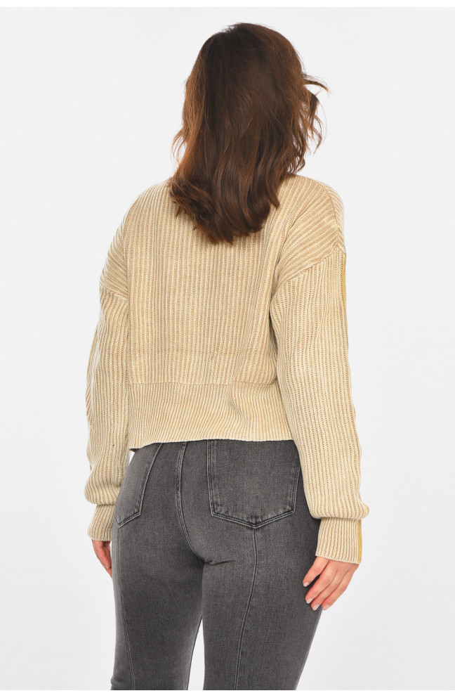 Свитер женский бежевого цвета с принтом 212409L