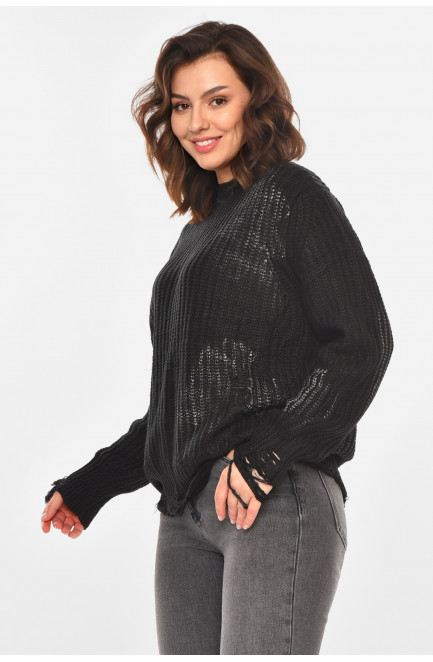 Свитер женский черного цвета с принтом 212412L