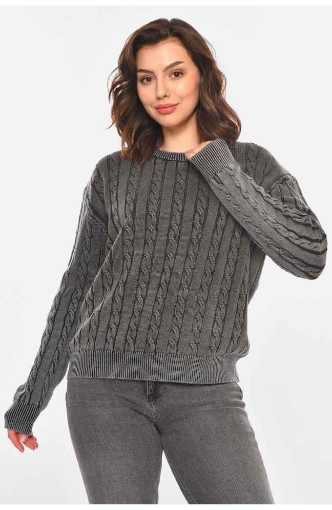Свитер женский однотонный серого цвета 212437L