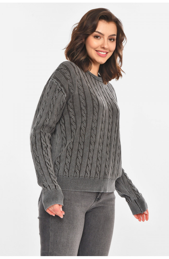 Свитер женский однотонный серого цвета 212437L