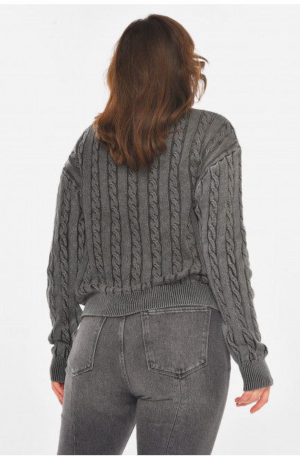 Свитер женский однотонный серого цвета 212437L