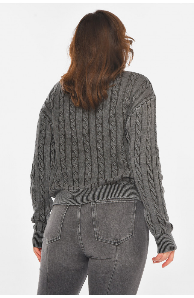 Свитер женский однотонный серого цвета 212437L