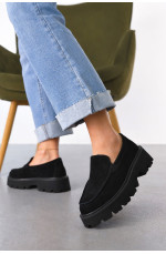 Лоферы женские черного цвета натуральная замша 212467L