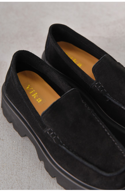 Лоферы женские черного цвета натуральная замша 212467L