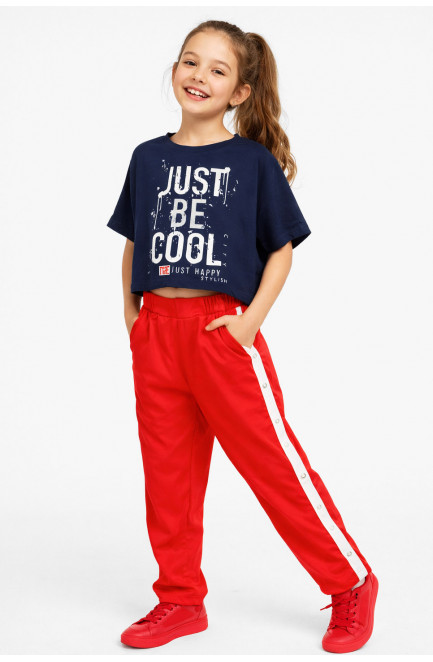 Костюм подростковый для девочки тёмно-синего цвета 212541L