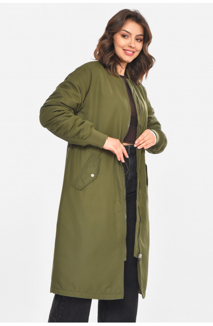 Куртка-парка женская однотонная цвета хаки 212554L