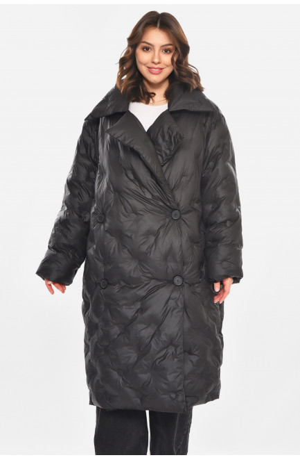 Куртка женская удлиненная еврозима черного цвета 212564L