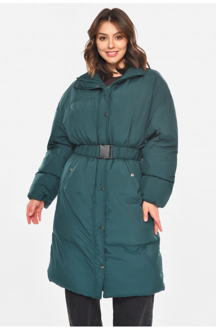 Куртка женская демисезонная удлиненная зеленого цвета 212569L