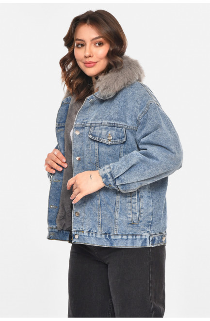 Куртка женская демисезонная джинсовая синего цвета 212574L