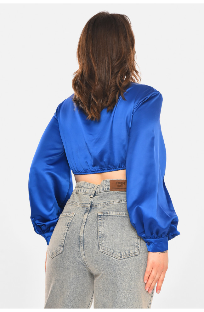 Блуза женская однотонная синего цвета 212717L
