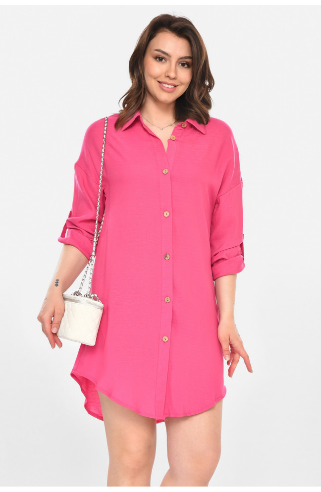 Платье-рубашка женское однотонное розового цвета 212738L