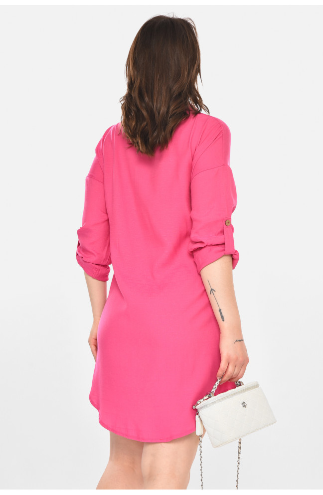 Платье-рубашка женское однотонное розового цвета 212738L