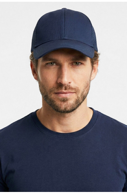 Кепка мужская однотонная темно-синего цвета 212815L