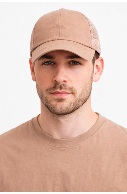 Кепка мужская однотонная темно-бежевого цвета 212819L