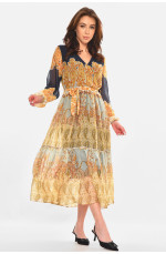 Платье женское горчичного цвета с принтом 213186L