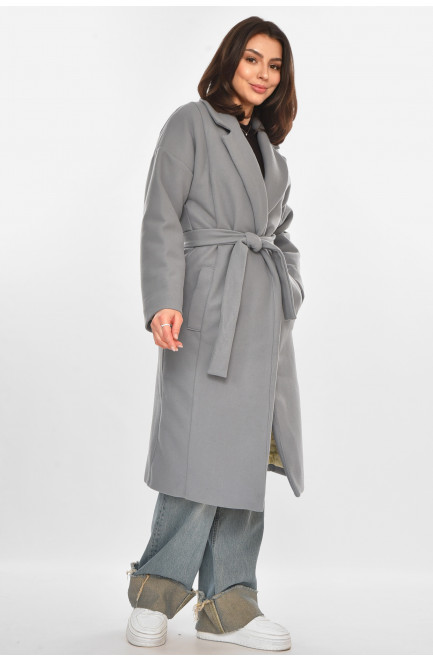 Пальто женское однотонное серого цвета 213195L