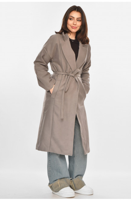 Пальто женское однотонное темно-серого цвета 213197L