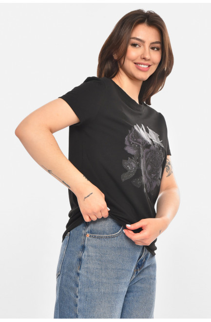 Футболка женская черного цвета с принтом 213471L