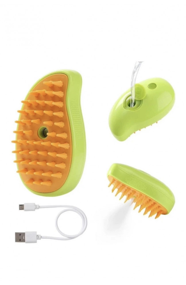 Паровая щетка спрей Pet Spray Massage Brush Массажер 3в1 зеленого цвета 218260L