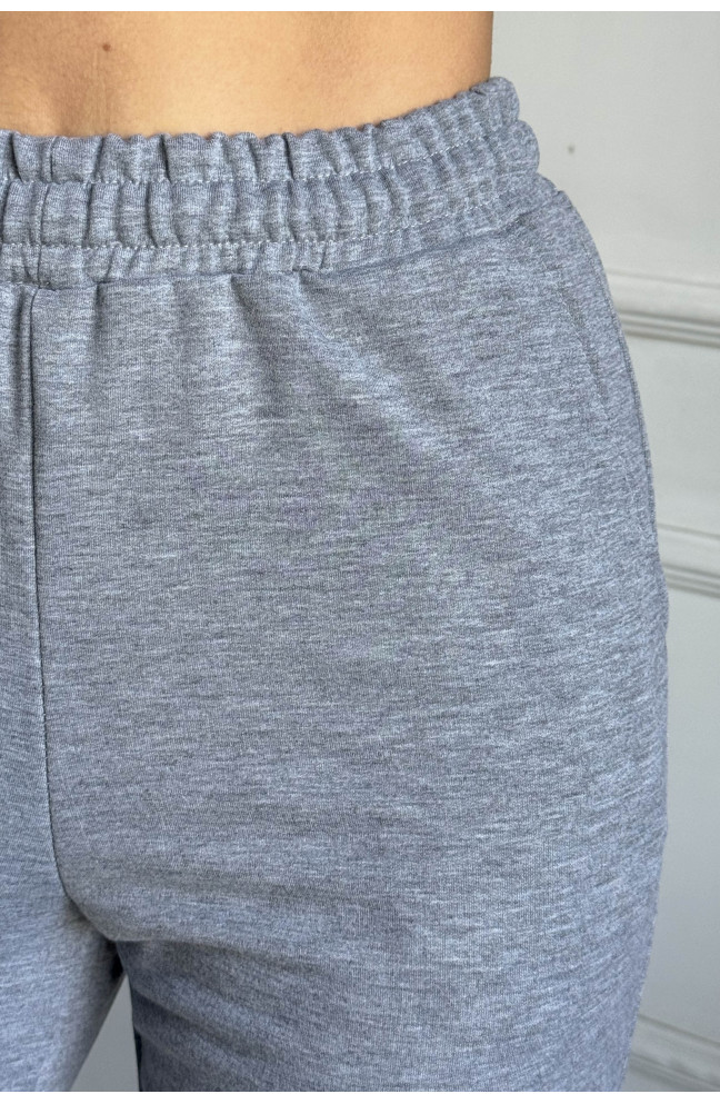 Спортивные штаны женские однотонные тёмно-серого цвета 219937L